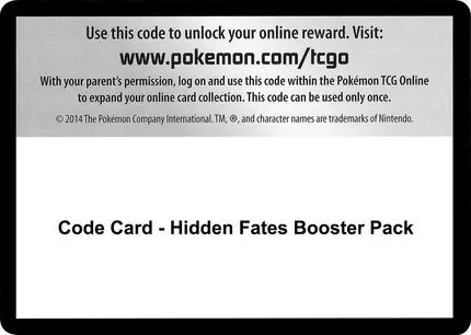 Code Card - Hidden Fates Booster Pack