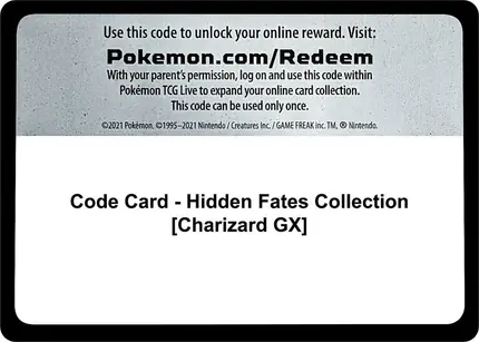 Code Card - Hidden Fates Collection [Charizard GX]