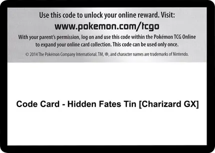 Code Card - Hidden Fates Tin [Charizard GX]
